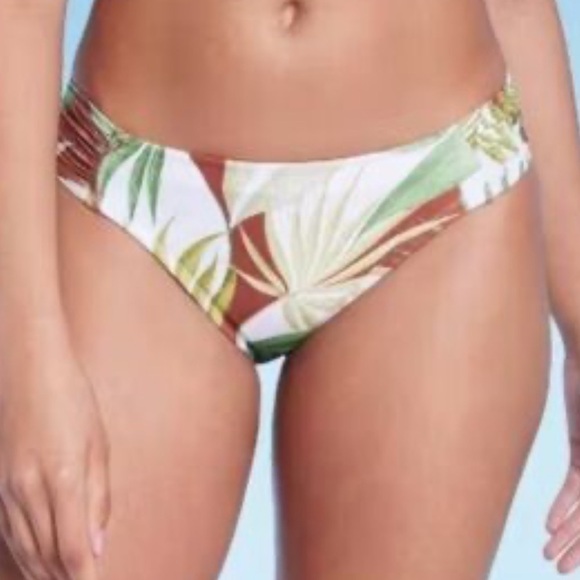 Shade & Shore Tropical Leaf Bikini Bottom S Low Rise Medium Coverage - Picture 1 of 4